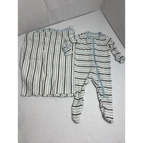Kickee Pants Bamboo Pajama Bundle Newborn Layette Swaddle Blanket Sleep - Picture 1 of 7